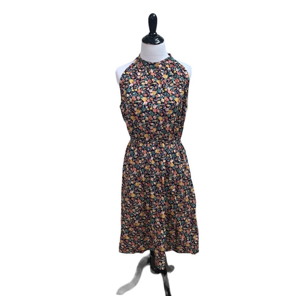 Shein Women's M Medium Halter Mini Dress Floral Print Sleeveless Elastic Waist